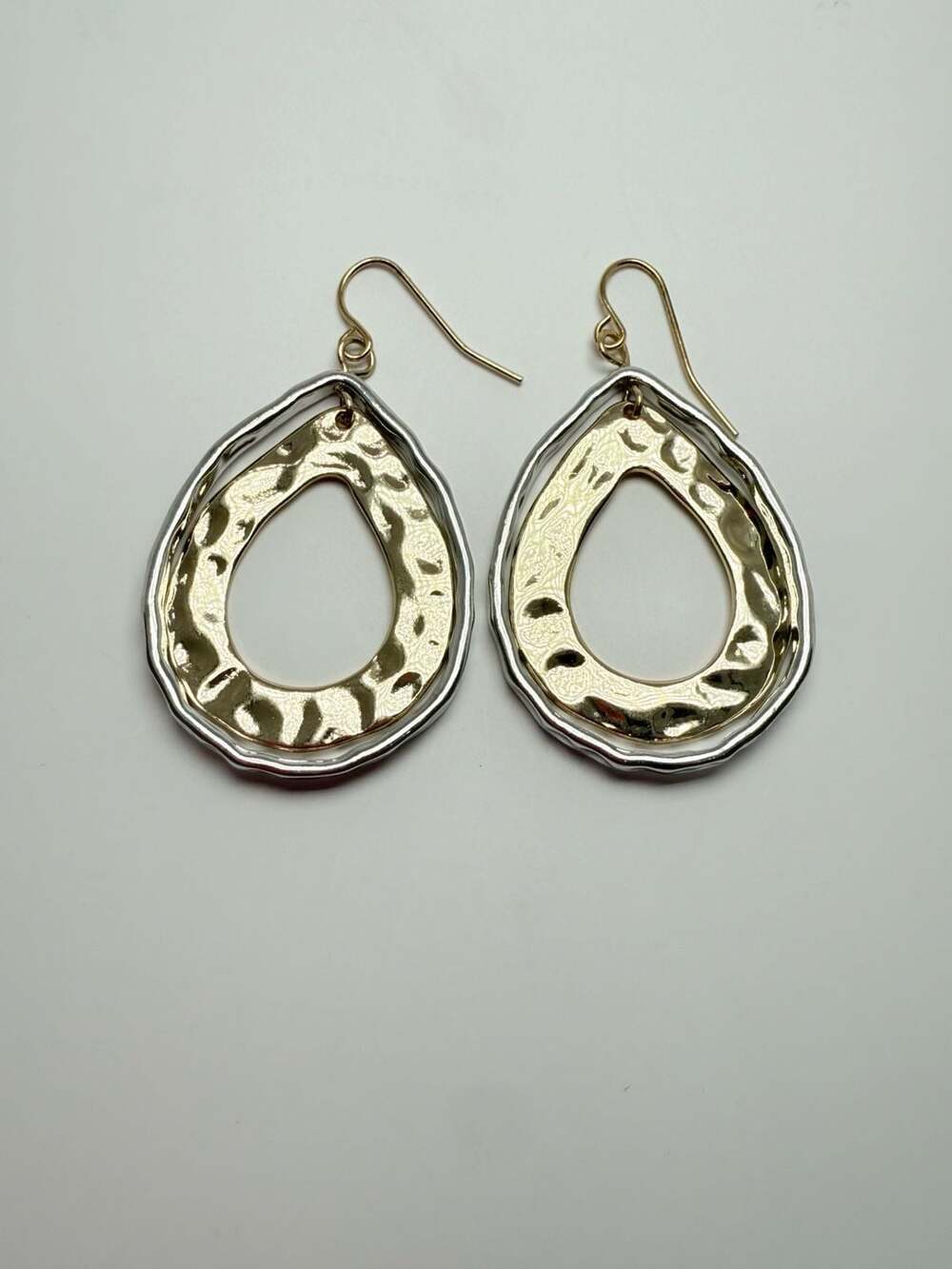 Magnolia Grace Two Tone Gold and Silver Tone Teardrop Dangle Earrings